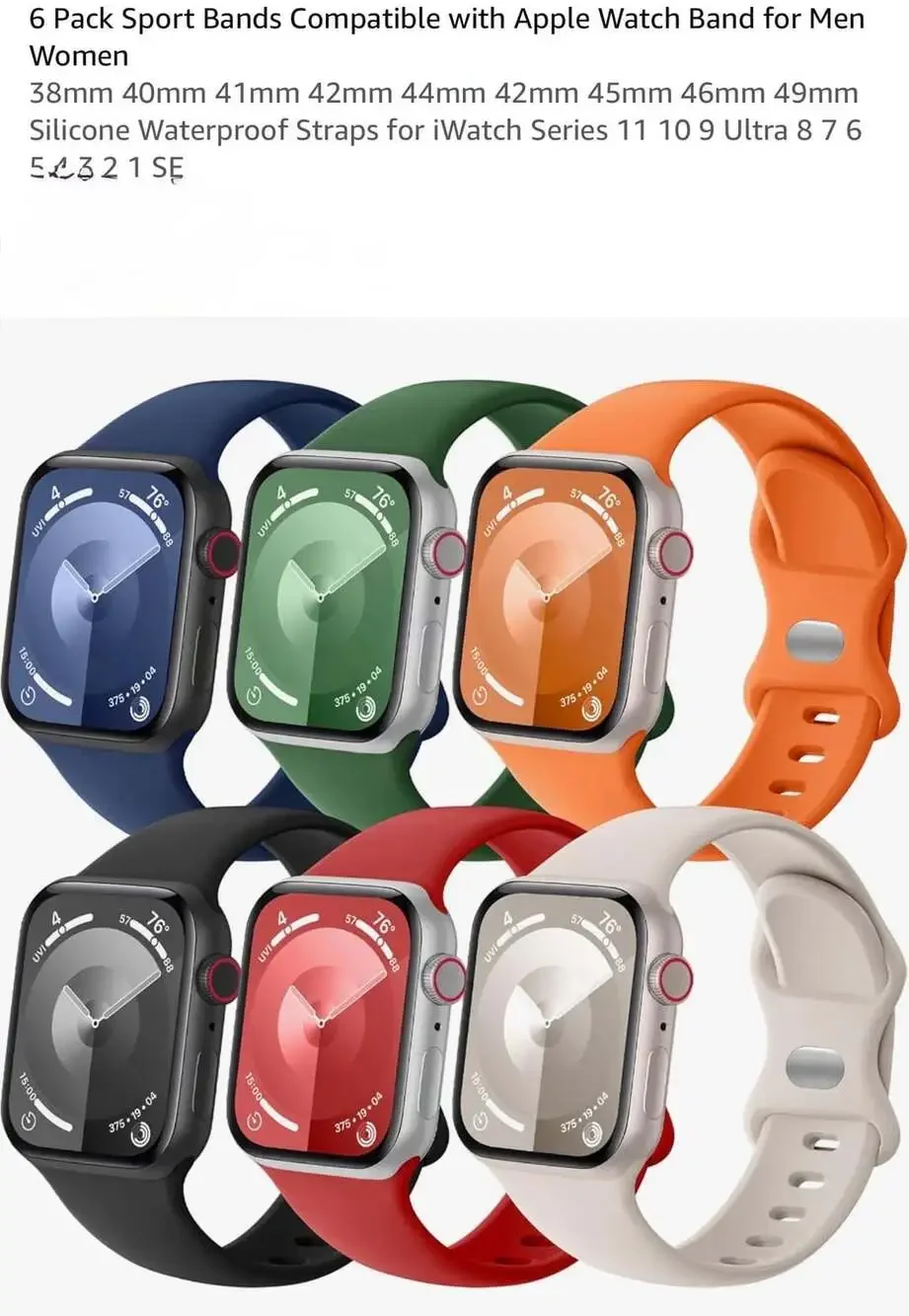 Apple Watch Silicone Sport Bands 6-Pack